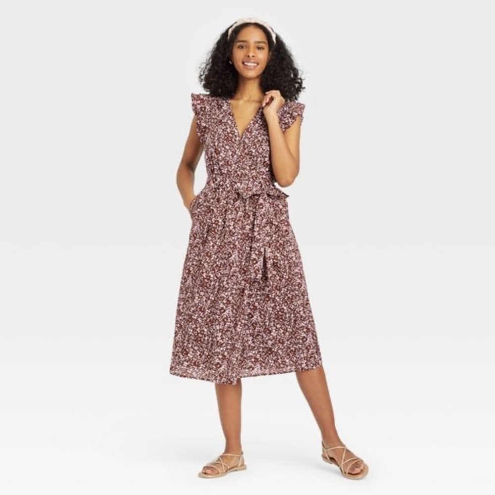 A new day women’s floral wrap front dress size small new condition